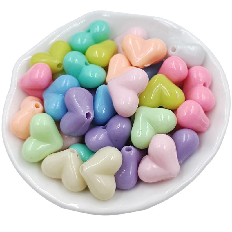 Ювелирные аксессуары цвета макарон, средние бусины в виде сердца, ожерелье, изготовление модных украшений «сделай сам», персиковый браслет, 20 шт., кремовый браслет