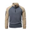 Men's Fleece Sweatshirt, Autumn and Winter Color-blocked Pullover Jacket with Stand-up Collar