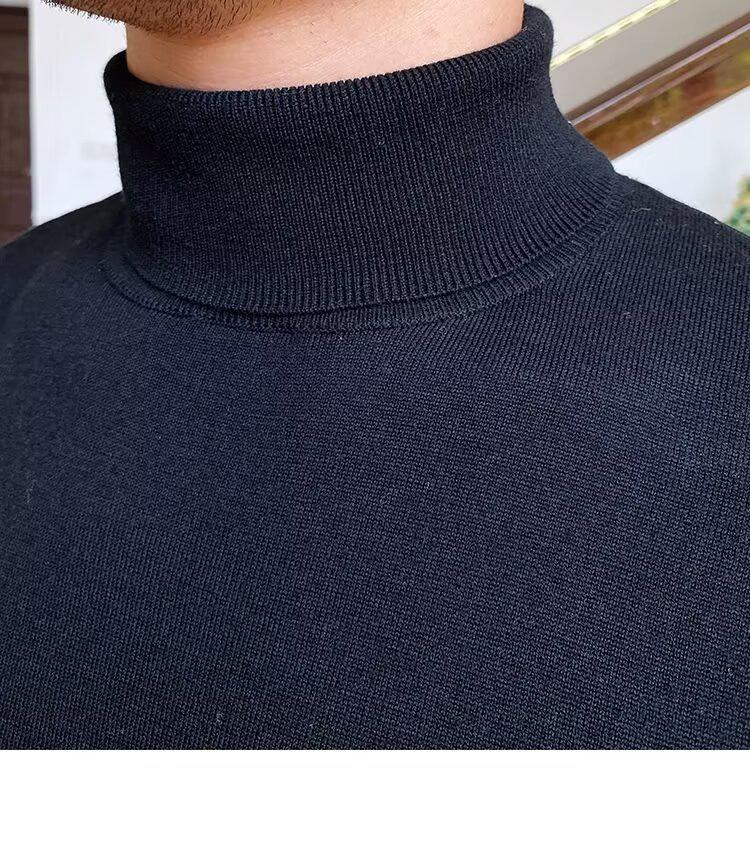 Men's Loose Plus Size High Neck Knit Sweater - Solid Color, Long Sleeve, Spring/Autumn/Winter