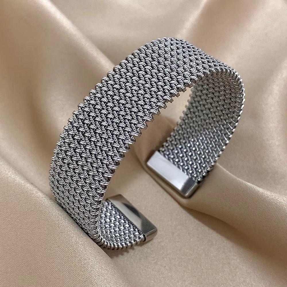 Vintage Vintage Cuff Bracelet Waterproof Braided Mesh Bracelet Open Cuff Bangle Daily Wear