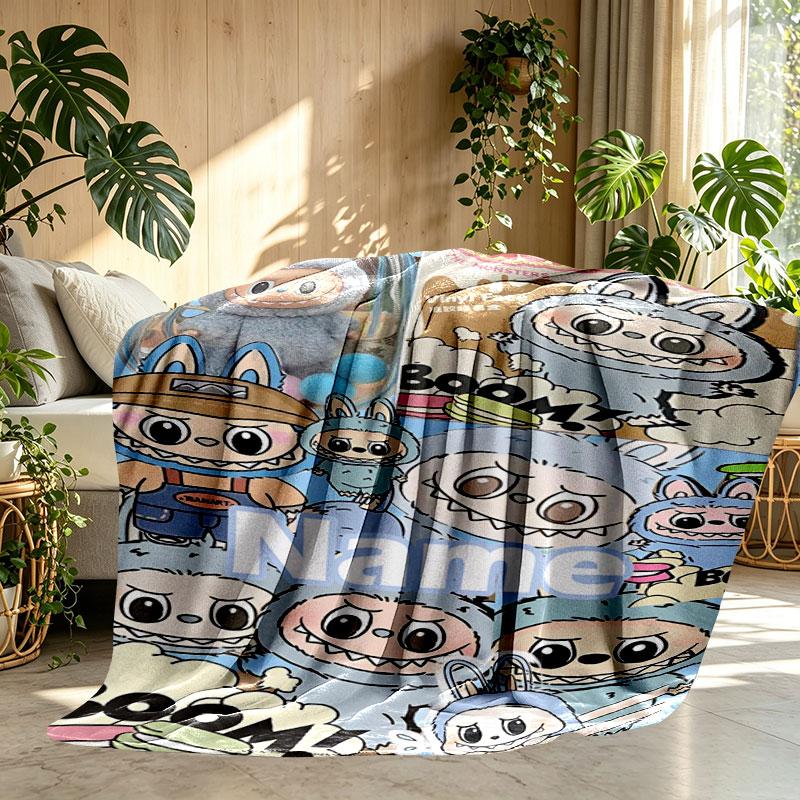 Custom Name Personalized Labubu Print Blanket, Home Decor, Bedroom, Sofa, Camping, Couch, Gifts for Birthday Christmas