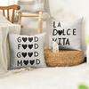 Aesthetic Black Kitchen Love Cushion Cover Natural Linen Organic Fabric Double-Sided Printing Sofa Home Decor Gift Pillow Cover