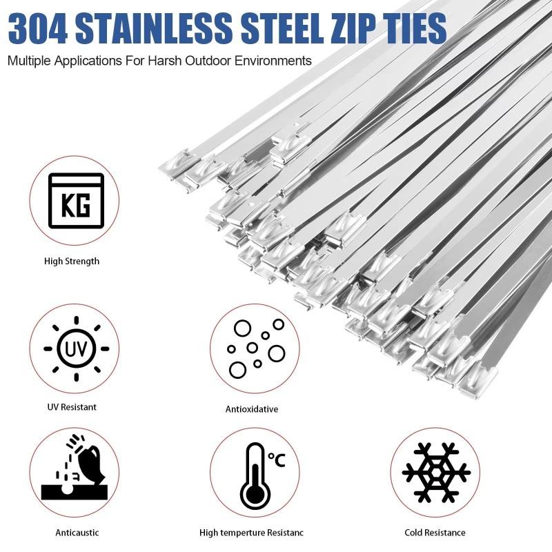 Стяжки для кабелей из нержавеющей стали, многоразовые самоблокирующиеся крепежные кольца, металлические молнии, органайзер для кабелей, крепежные аксессуары