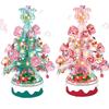 DIY Lights Christmas Tree Music Box Pink Gifts Train Elk Santa Claus Architecture Xmas Building Blocks Bricks Kits Toys