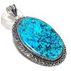 Tibetan Turquoise Handmade 925 Sterling Silver Jewelry Pendant 3.15" S9d04