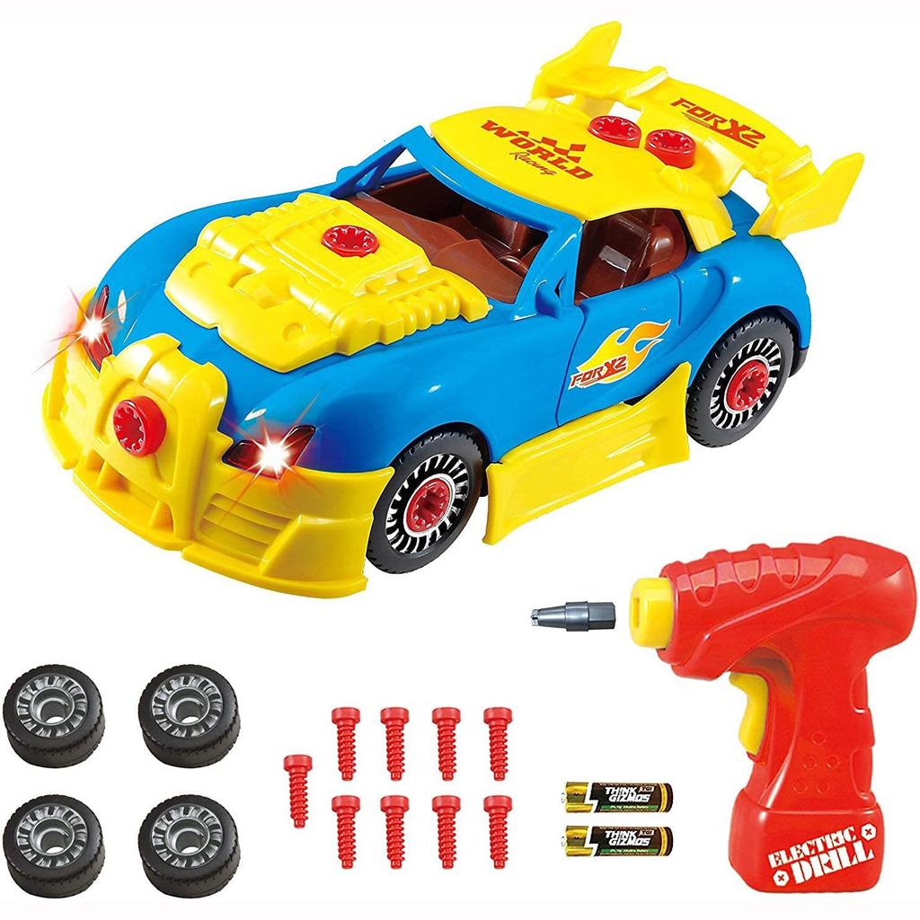 Take Apart Toy Car For 3 4 5 Year Old Boys & Girls – Fun Toy With Working Drill - Build Your Own Car Kit STEM Toy - Realistic Engine Sounds & Lights