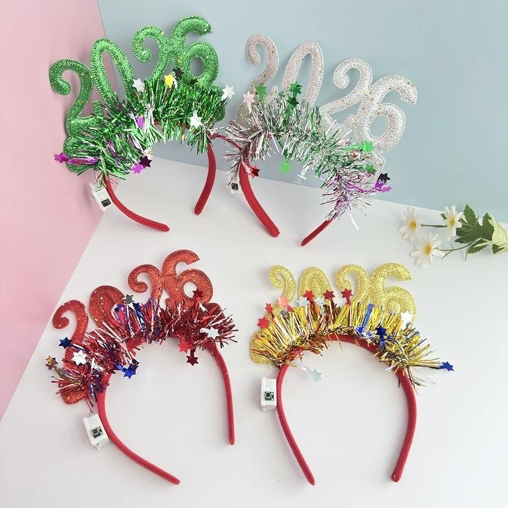 Cute LED Glow Hair Bands Sweet Luminous Headpiece 2026 Happy New Year Headband Cosplay