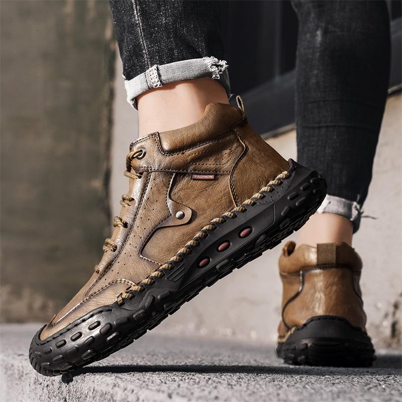 Весенне-осенние мужские высокие повседневные ботинки ручной работы кожаные ботинки ковбойские ботинки для мужчин