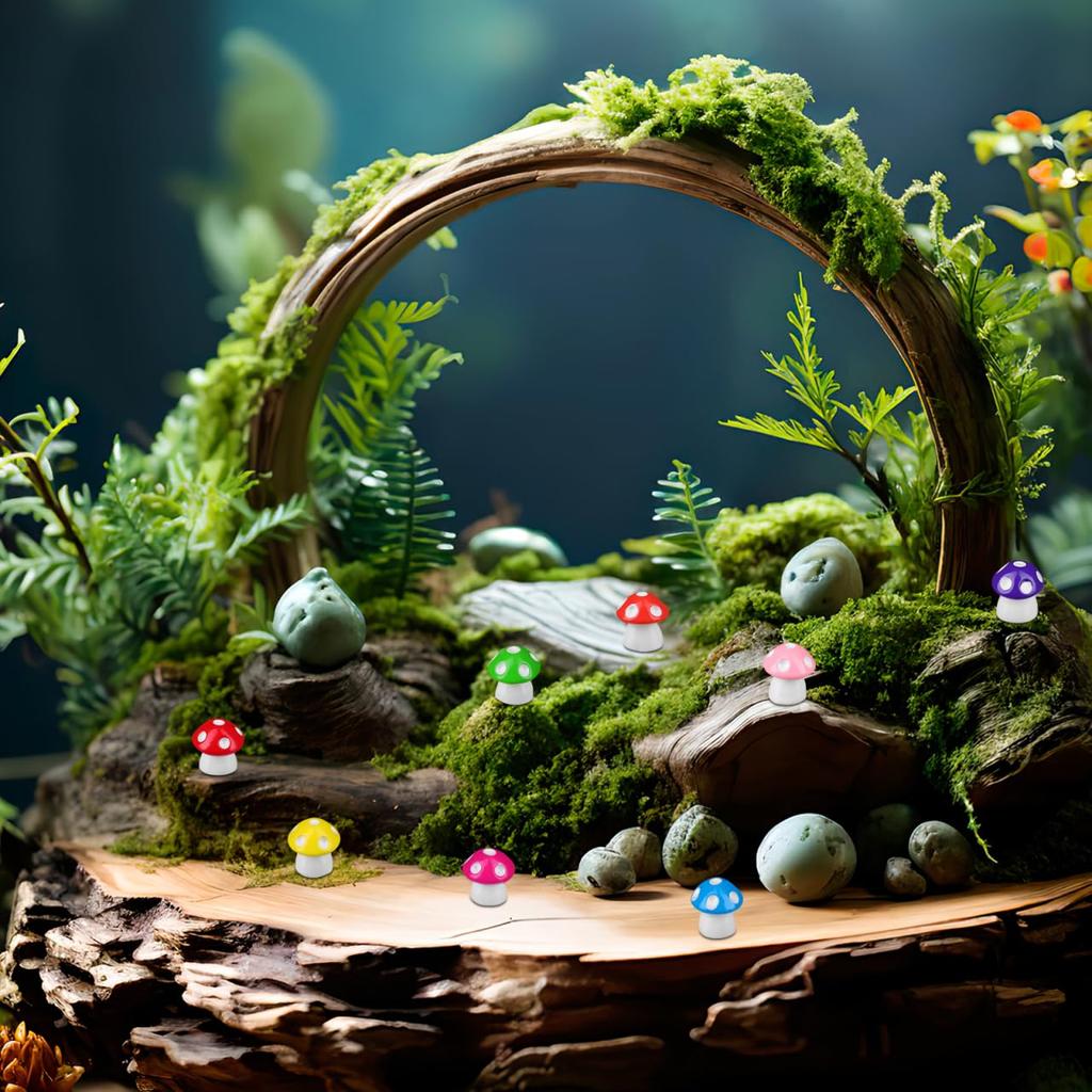 TOYANDONA 80 Штук 8 Цветов Мини-Грибы из Смолы - Миниатюрные Грибы, Милые Фигурки из Смолы для Террариума, Крошечные Искусственные Грибы, Феи, Бонсай
