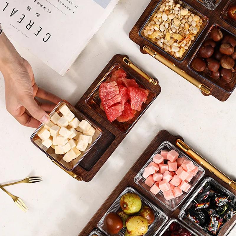 Бытовая тарелка для сухофруктов KTV Стеклянный поднос для фруктов Креативное панно для сухофруктов Коробка конфет Dim Sum Закуски, размещенные на тарелке