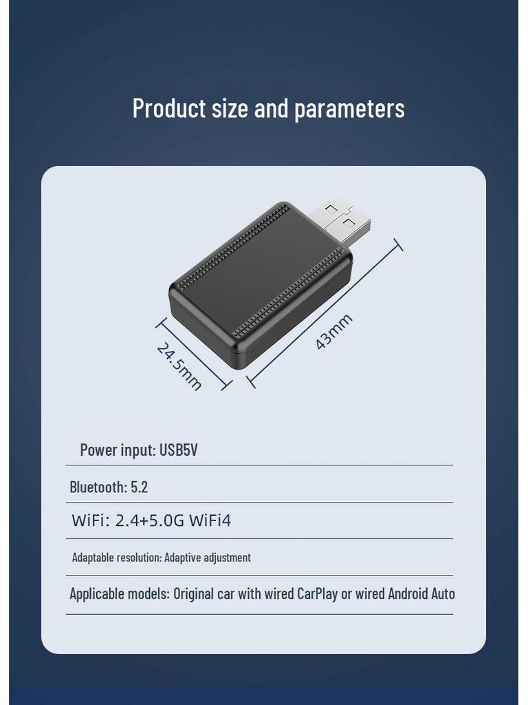 Беспроводной адаптер CarPlay и Android Auto 2-в-1 для бесперебойной автомобильной навигации