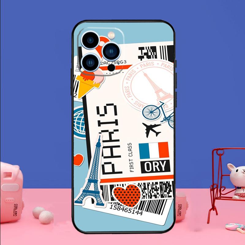 New York TOKYO Traveltickets Phone Case For iPhone 17 16 14 13 12 11 15 Pro Max mini 15 16 Plus 16e 17 Air Bumper Cover