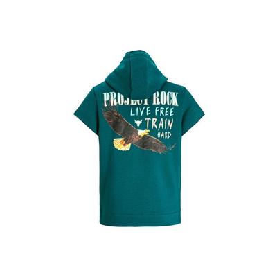 Футболка с коротким рукавом Project Rock Letter Animal Print, флисовый дизайн, с капюшоном, мужская, цвет зеленый мох 1383209-449