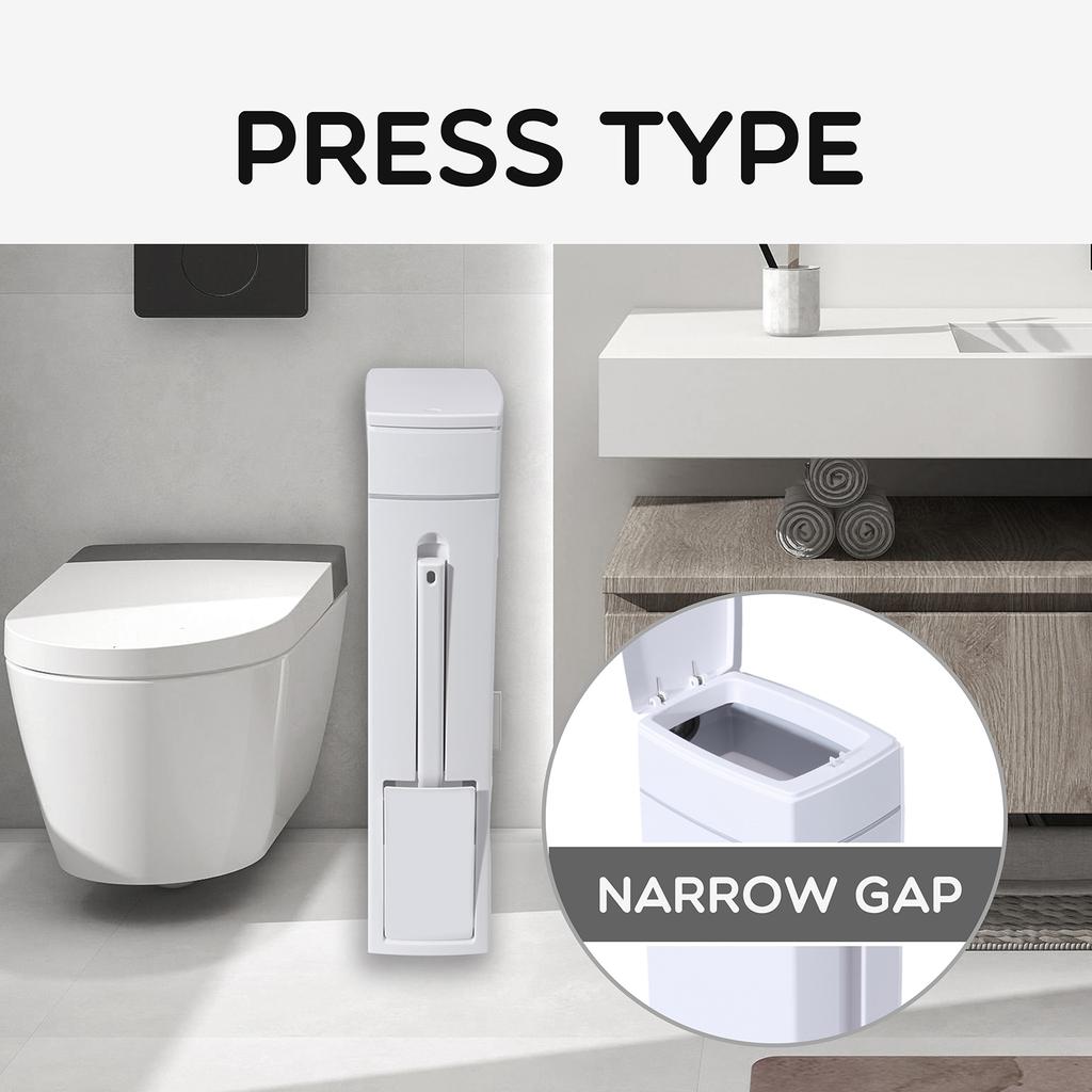 Narrow Trash Can Toilet Brush with 15pcs Garbage Bag Bathroom Plastic Waste Bin Dustbin Kitchen Garbage Bucket Trash Bin