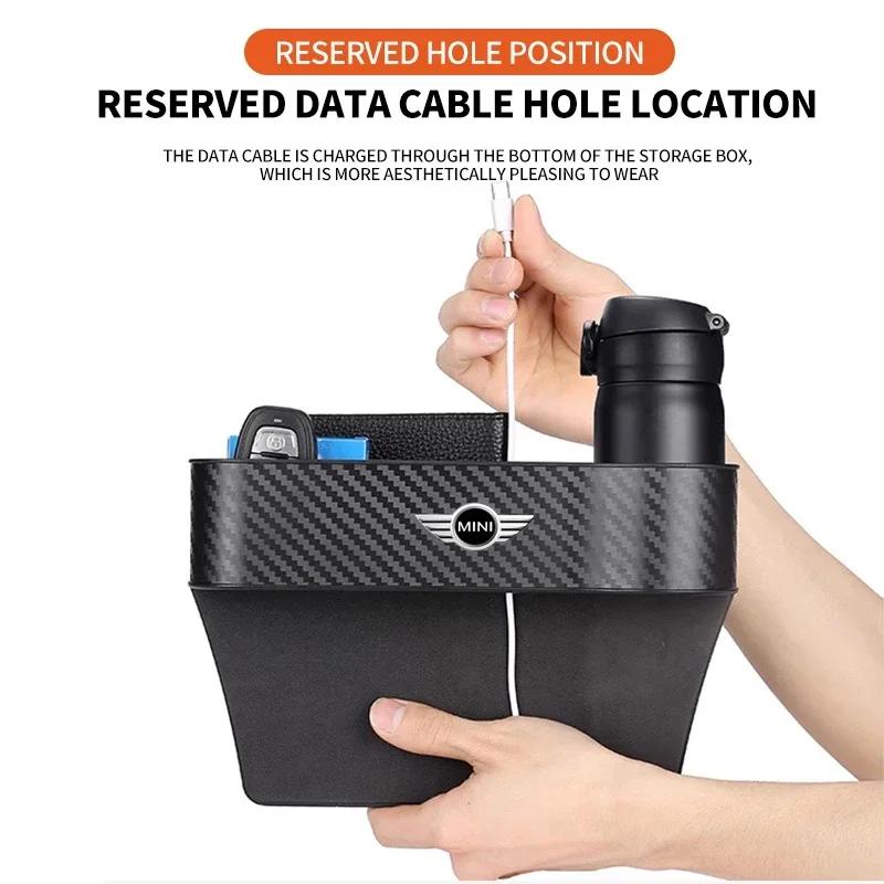 Car Seat Crevice Storage Box Seat Gap Slit Pocket Catcher Organizer For BMW Mini Cooper R50 R53 R60 F55 F56 R56 R55 R60 F55 gqtsu22