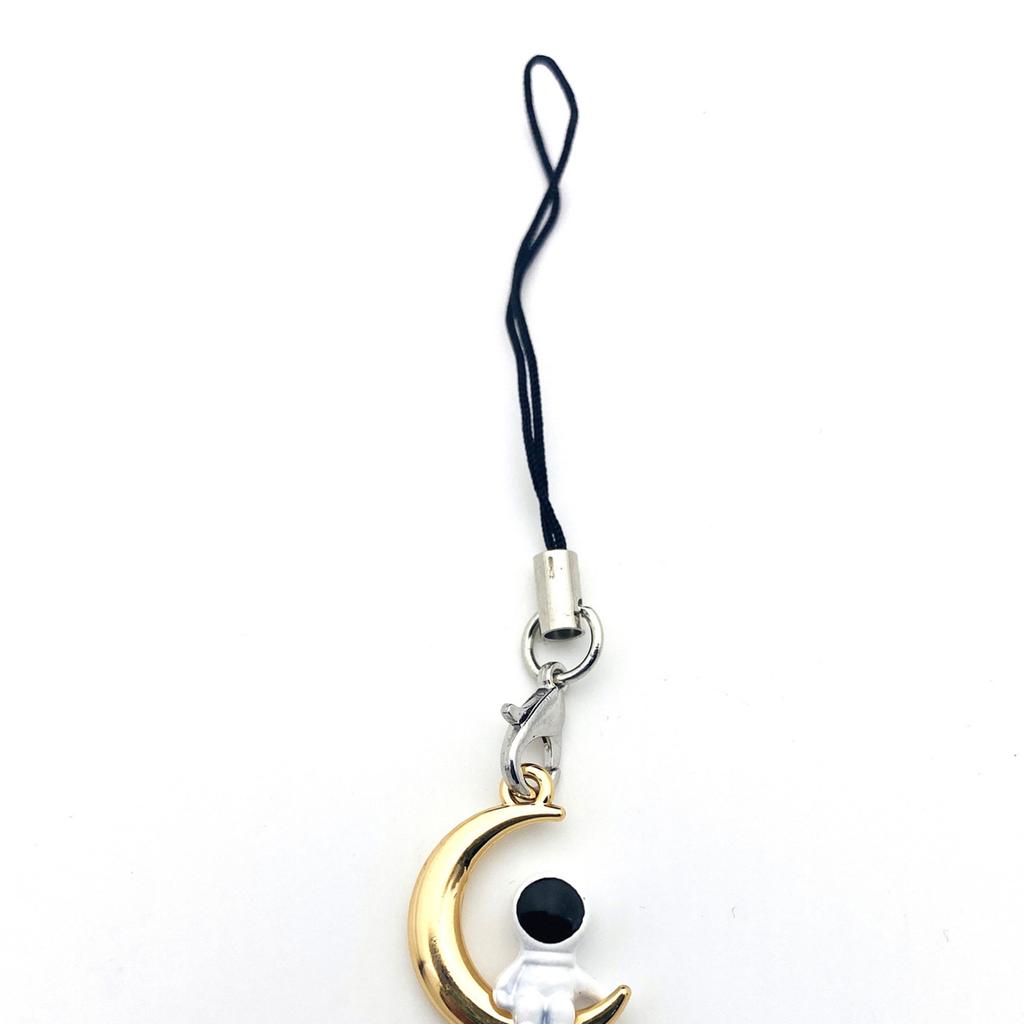 Creative Phone Lanyard Moon/Star Astronaut Keychain Adorable Cartoon Keyring Charm for Bags Stylish Phone Decoration