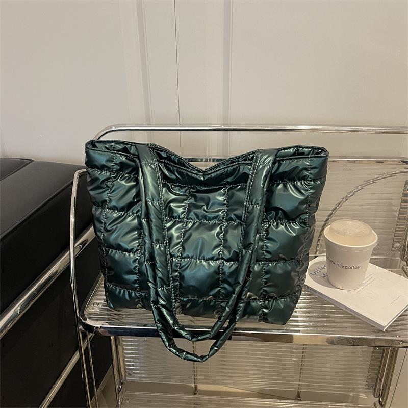 Европейские и американские ретро сумки большой вместимости, осенне-зимние новые клетчатые пуховые хлопковые сумки через плечо, простые темпераментные портативные сумки-тоут