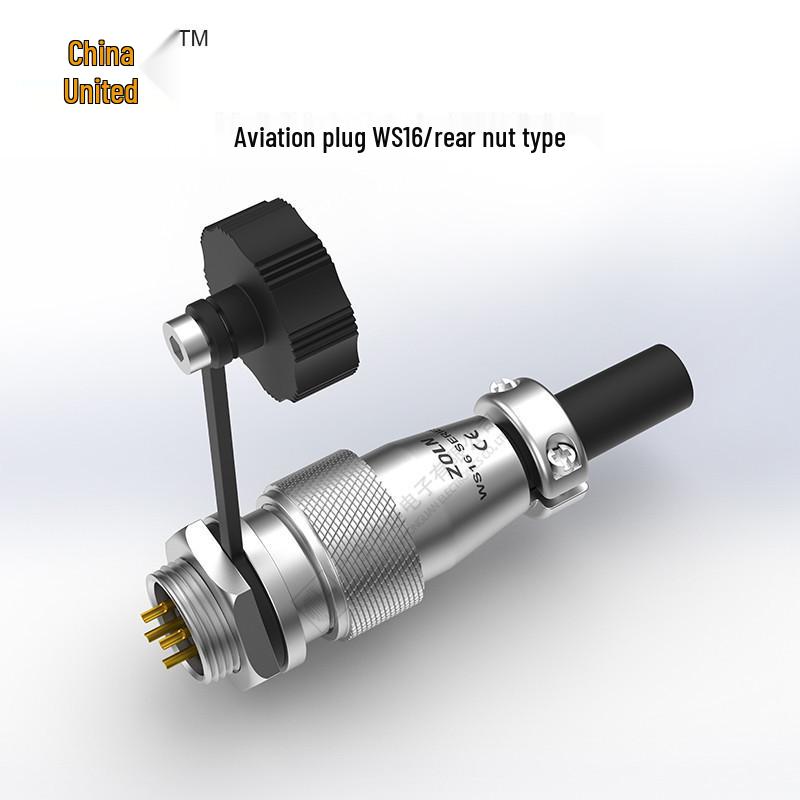 WS16 Aviation Plug Connector: Male & Female, 2-10 Pin Options, with Cable Four-Core Socket.