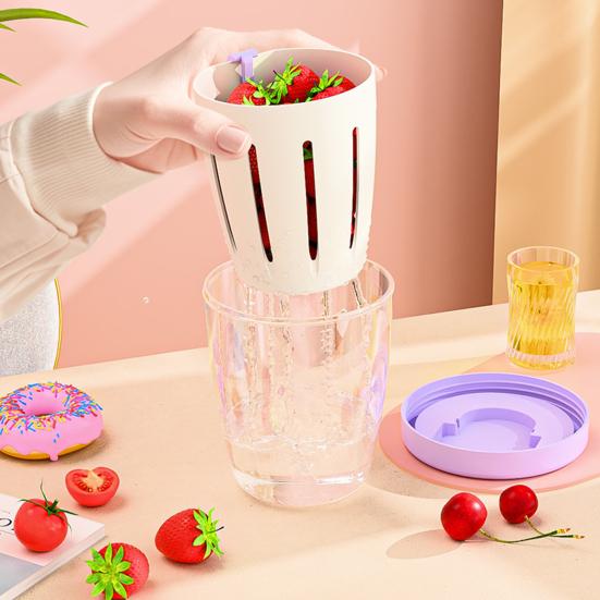 Двухслойный салатник, переносной контейнер для фруктов с вилкой, герметичная герметичная коробка для еды для пикника на открытом воздухе и путешествий