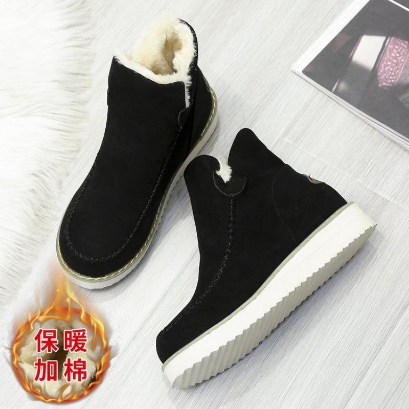 Winter New Thick-soled Velvet Thickened Snow Boots for Women, Large Size Warm Towel, Short Boots, Cotton Shoes for Women