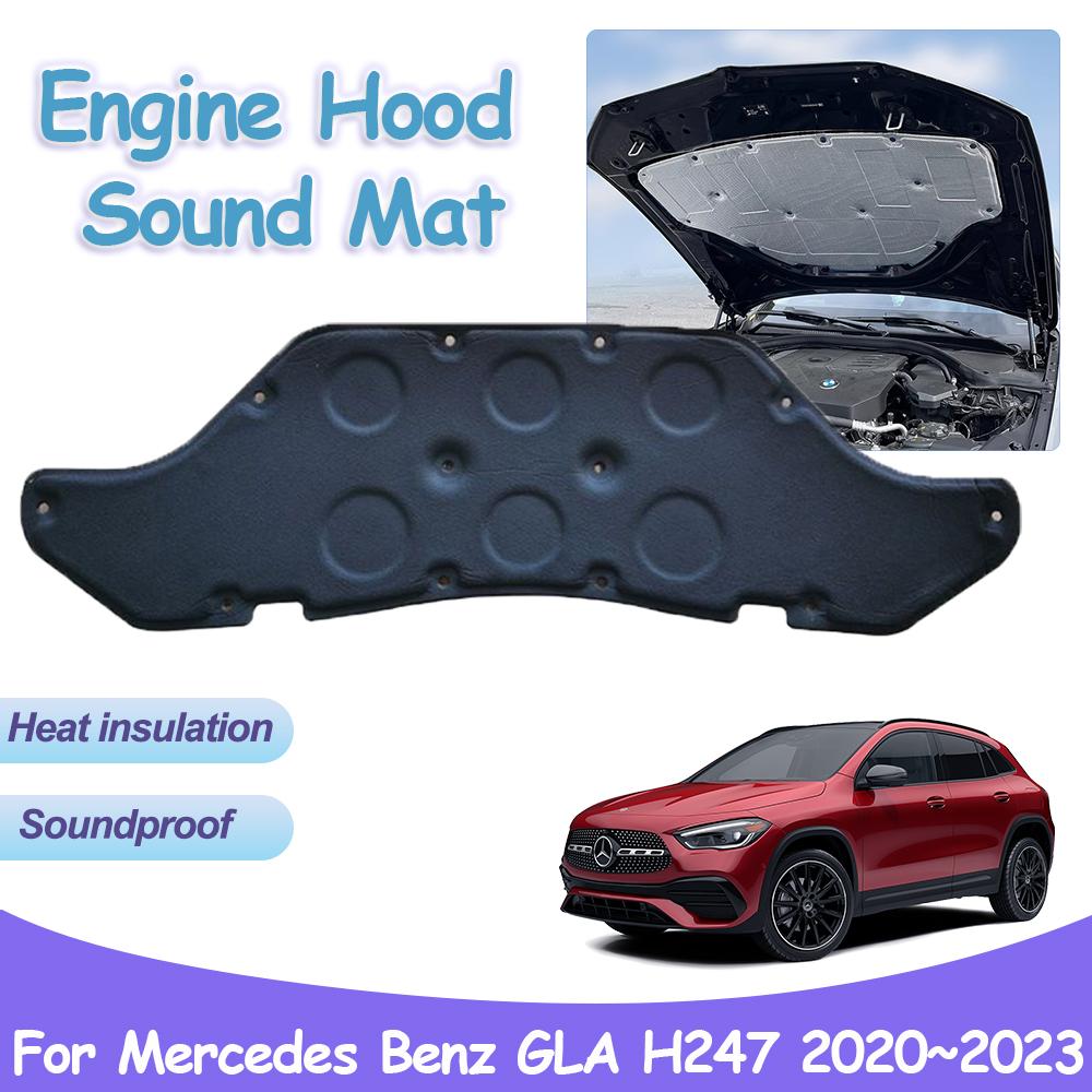 Звуковая подкладка капота двигателя автомобиля для Mercedes Benz GLA H247 EQA 180 200 2020~2024 Передняя теплоизоляция хлопковый коврик аксессуары для интерьера
