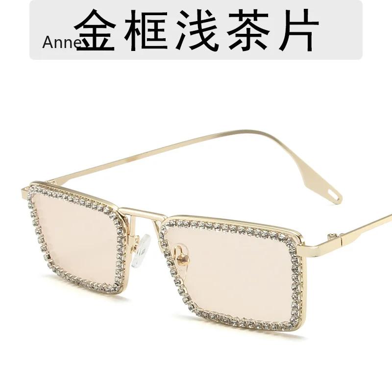 New Women Small Rectangular Sunglasses Fashion  Diamond Inlaid Small Frame Sun Glasses Women's UV Protection Shades Eyewear