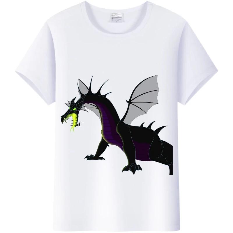 Vintage Cartoon Sleeping Beauty Summer Tee Villains Maleficent Tops White T-Shirts 90S Clothes Gothic Blouse Unisex
