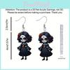Themed Black Halloween Skull Rose Girl Four Pattern Women Acrylic Earrings
