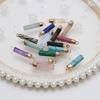 5Pcs, Healing Natural Stone Crystal Pendant, Geometric Style Handcrafted Hexagonal Cylindrical Charms, for DIY Necklace Accessories, Jewelry Making