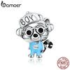 Подвеска Bamoer из оксидированного серебра в стиле ретро в стиле хип-хоп с енотом, подходит для оригинальных браслетов и браслетов, ювелирные изделия из стерлингового серебра 925 пробы