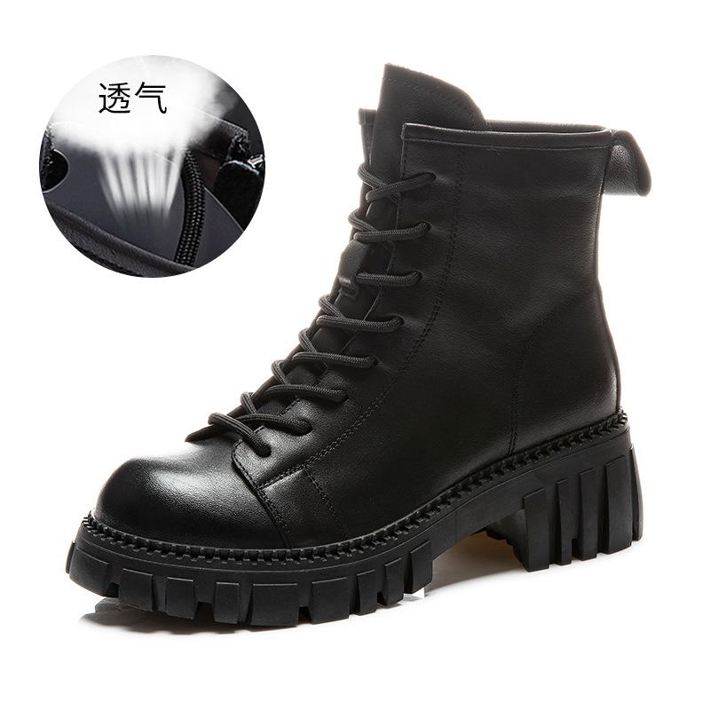 Ботинки Мартин из коровьей кожи первого слоя, женские осенние новые ретро-ботинки, женские повседневные ботильоны на платформе