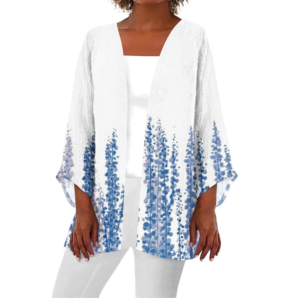 Женская повседневная модная легкая куртка средней длины с принтом в стиле ретро, кардиган