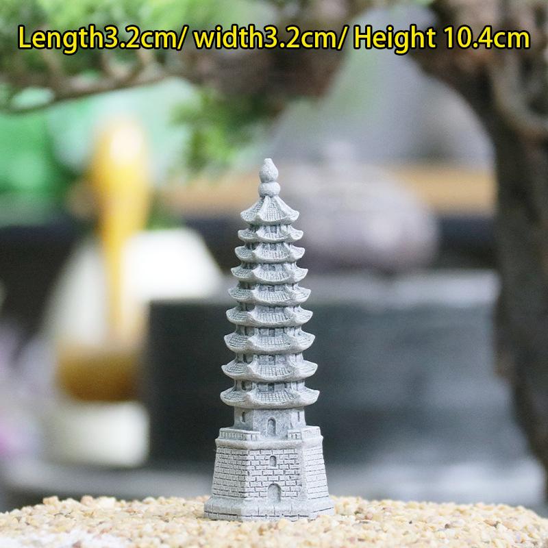 Ретро беседка китайская башня фонари мини пагода модель китайский дзен мини фэншуй миниатюрная статуэтка песчаник домашний сад декор