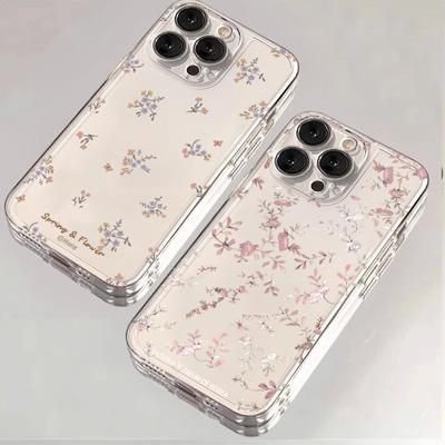 Прозрачный чехол с узором «мелкие цветы» для серии iPhone 17 16 15 14 13 12 11 16E Pro Max Plus Двойная защита