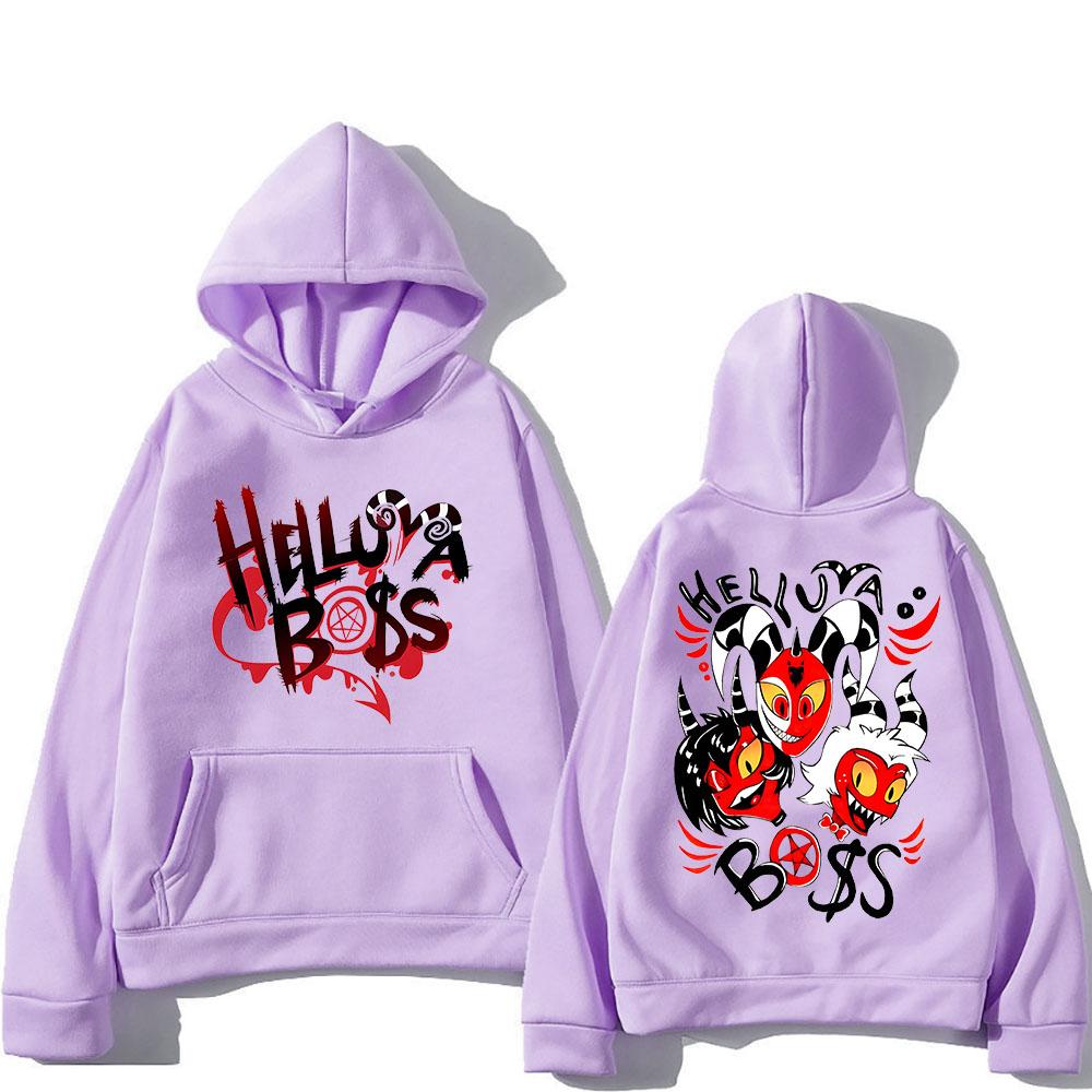 Helluva Boss Hooded Anime Print Cartoon Удобные толстовки с длинными рукавами Harajuku Kawaii Clothes Sudaderas Cute Fleece Hoody