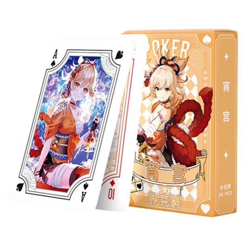 Genshin Impact Naganohara Yoimiya Poker Игральные карты Настольные игры Детские игрушки Детская игровая колода Набор карточных игр Аниме