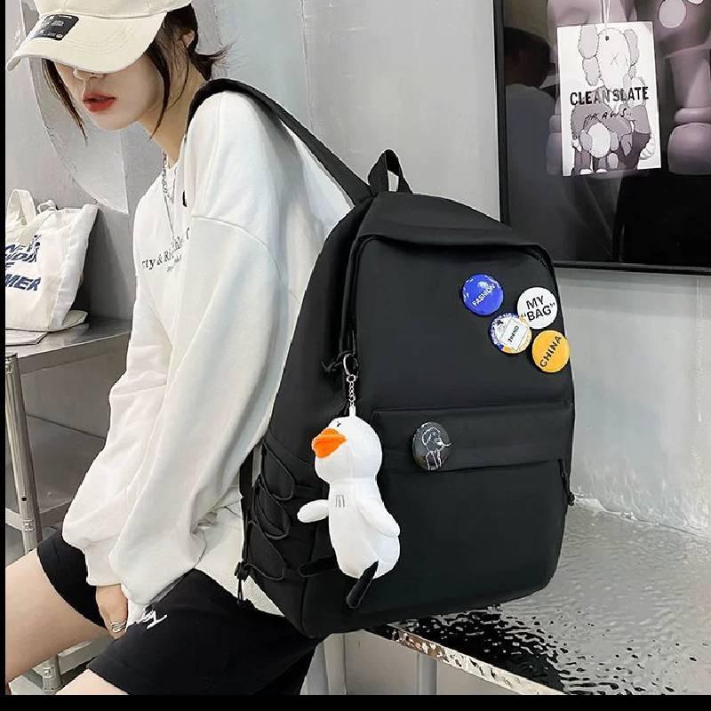 Solid Color Shoulder Baglarge Capacity Travel Backpack Leisure Student Junior