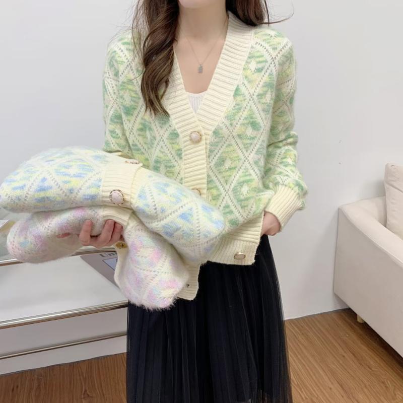 Нежный бархатный свитер с v-образным вырезом для женщин, кардиган, корейский свободный трикотаж, весна-осень 2023, свитер с длинными рукавами, кардиган