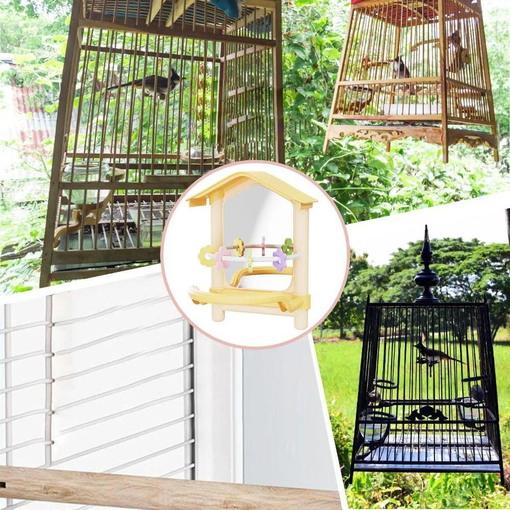 Anti-slip Bird Mirror with Perch Bite-resistance Bird Mirror for Cage Bird Cage Toys  Outdoor