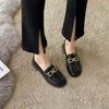 Small Leather Shoes Women's British Style Black Flat-soled Loafers 2025 Summer New Single Shoes One Pedal Work Doudou Shoes