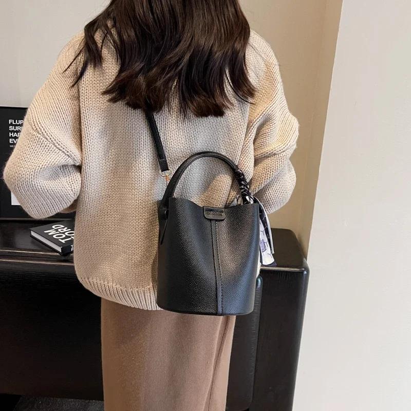 Simplicity High-end женская сумка через плечо из искусственной кожи, универсальная сумка-ведро, модная сумка для поездок на работу