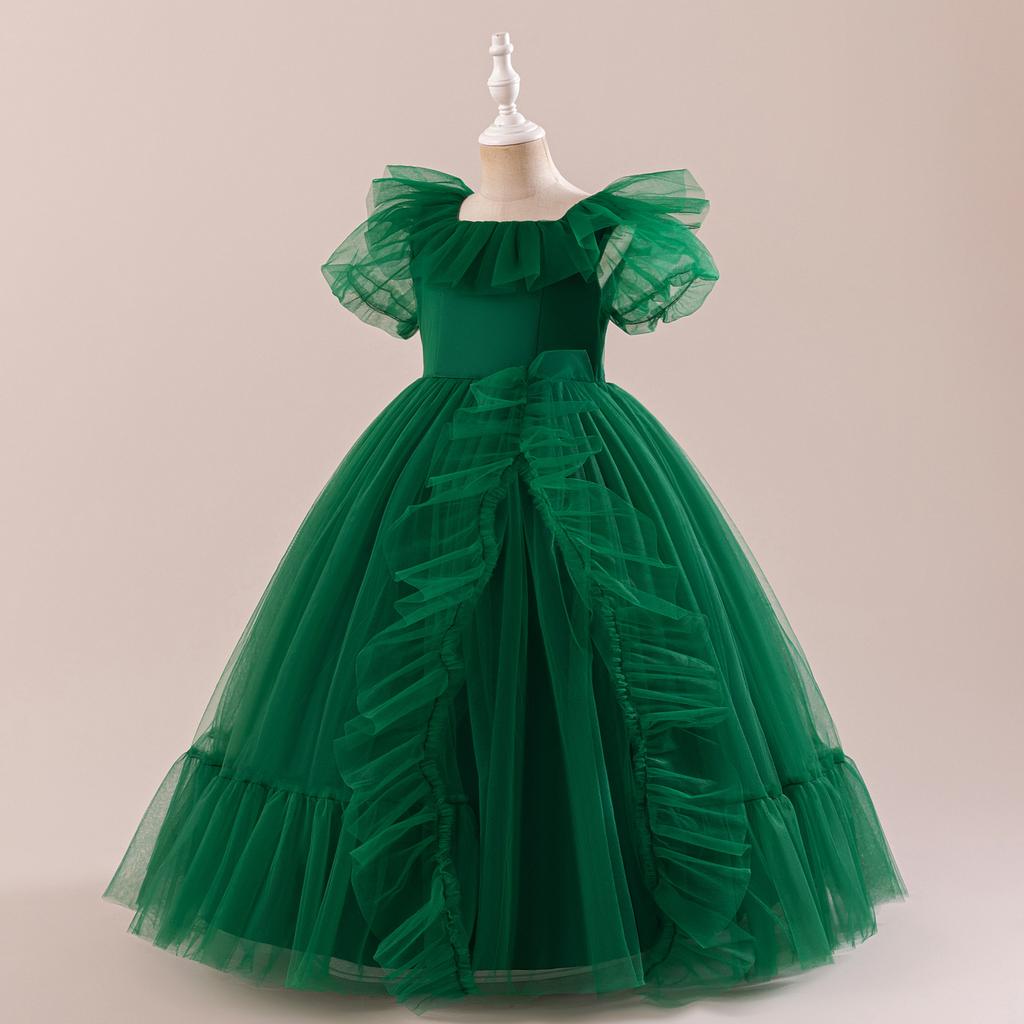 Платье принцессы для девочек-цветочниц на свадьбу, летнее детское торжественное длинное платье с бантом для школьного вечера, вечеринки, детского новогоднего платья LP-523