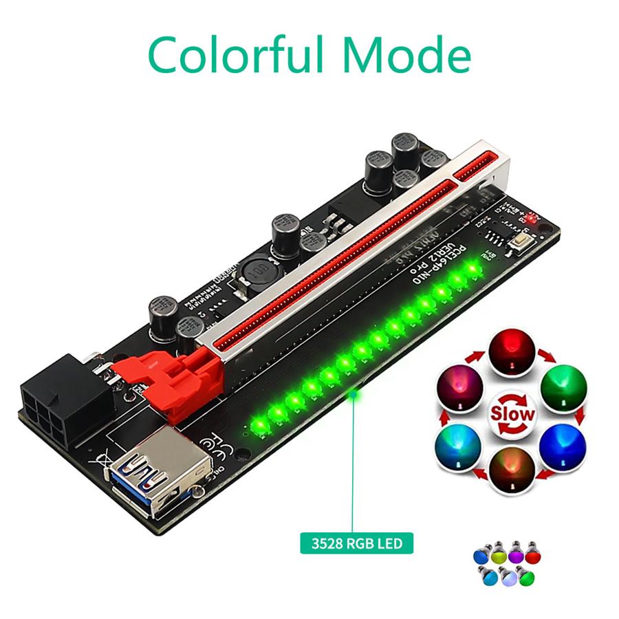 Переходная карта-райзер 012 PRO LED PCIE для адаптера GPU для майнинга