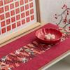With Tassel Red Chinese Style Table Runner Cotton Linen Table Cover TableCloth  Wedding Party