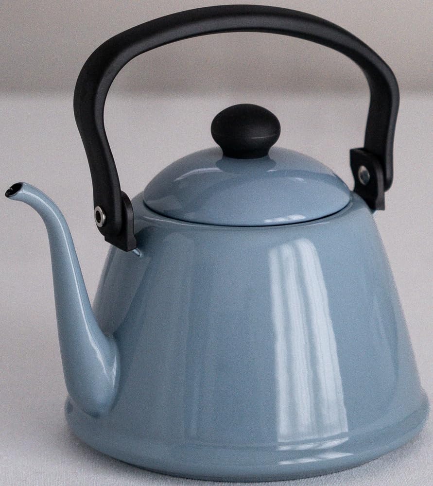 Nodahoro Drip Kettle Induction Heat BG II, Enamel, Compatible, Resistant, Blue-Gray, 2L, DK-200