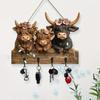 Highland cow-shaped wall-mounted key rack 2D bull head animal wooden towel and