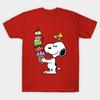 Мужская черная футболка с принтом Snoopy And Woodstock - Мороженое, печать на трансферной бумаге без вырезания, хлопковая футболка