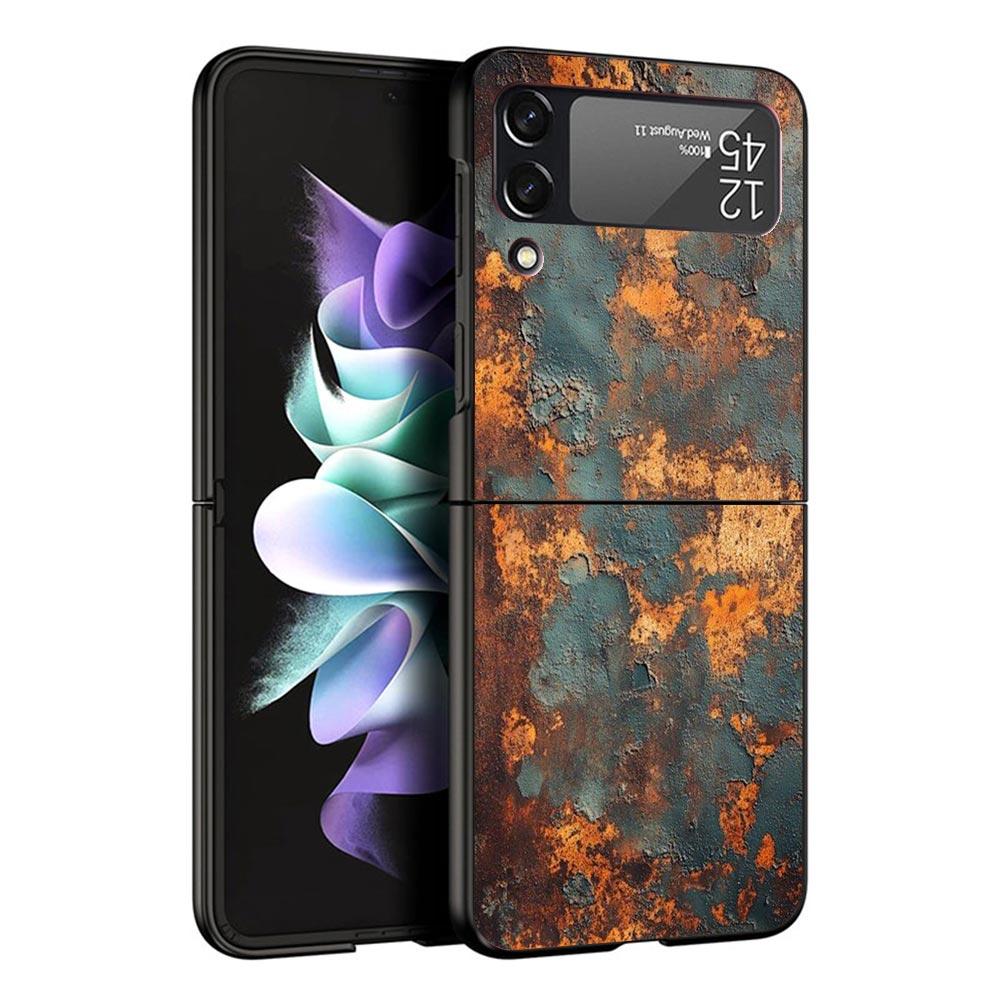 Vintage Industrial Style Rusty Pattern Case For Samsung Galaxy Z Flip 7 6 5 4 3 z Flip7 Flip6 Flip5 Flip4 5G Phone Cover Flip3 F
