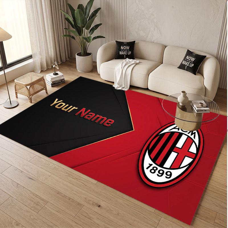 Custom Rug AC Milan Pattern Print Name Text Soft Non‑Slip Floor Carpet for Home Indoor Decoration