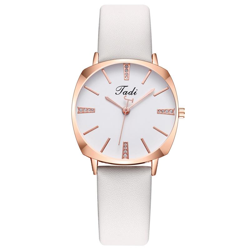 Модные женские часы с квадратным циферблатом, стразами, кварцевым механизмом, наручные часы с кожаным ремешком, простые женские часы, Reloj Mujer